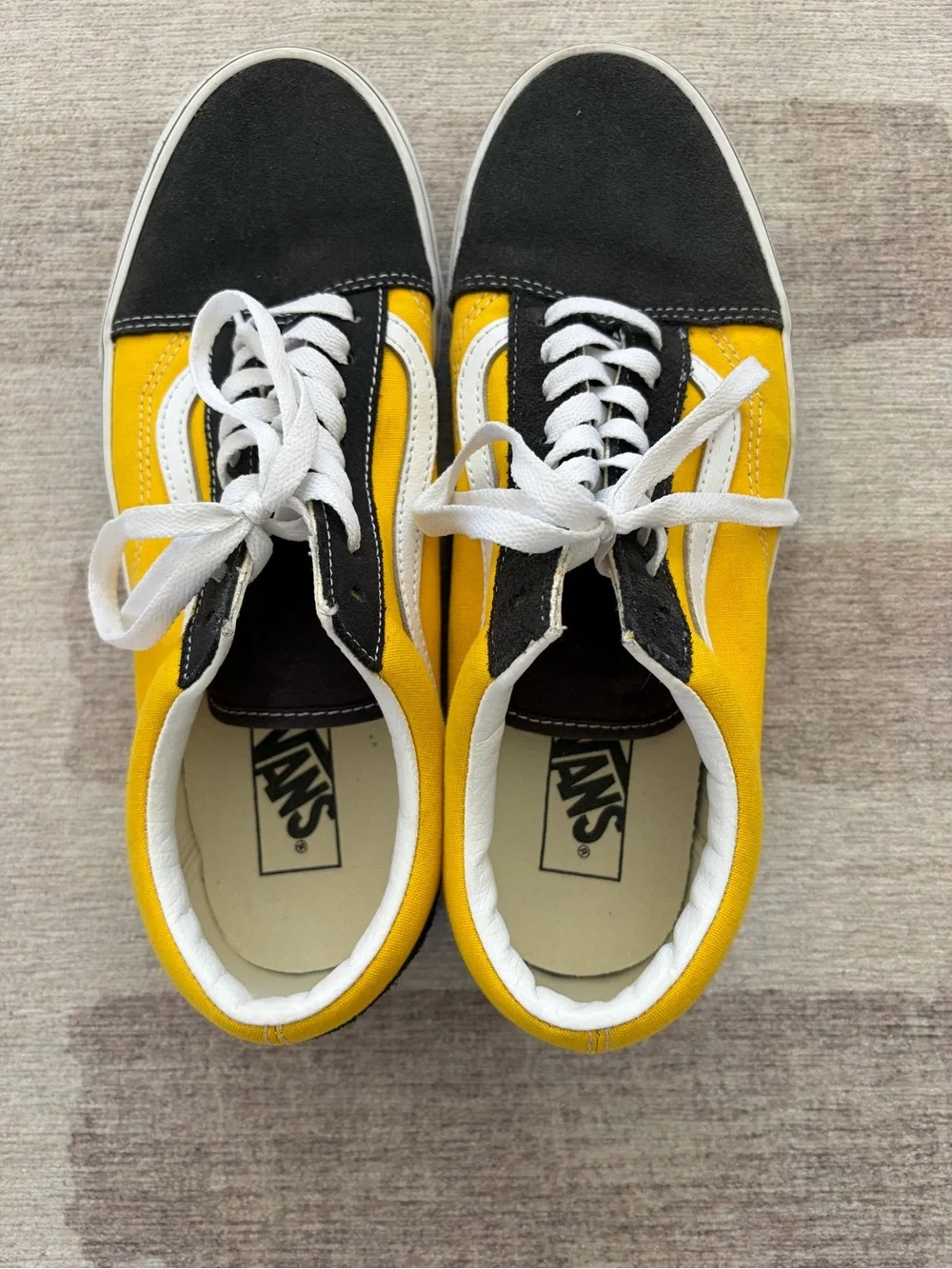 Vans Yellow, Grey and White Old Skool Low Top Sneakers